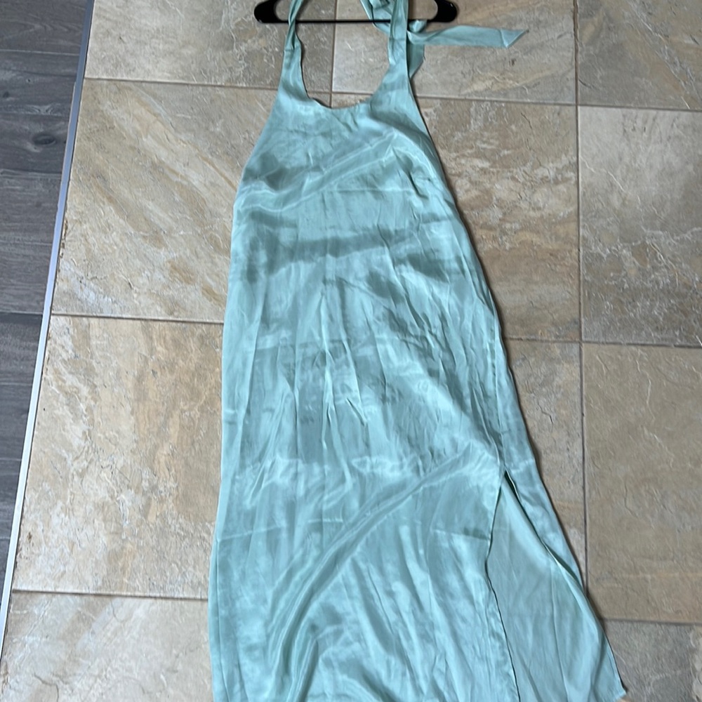 H&M sage green halter dress